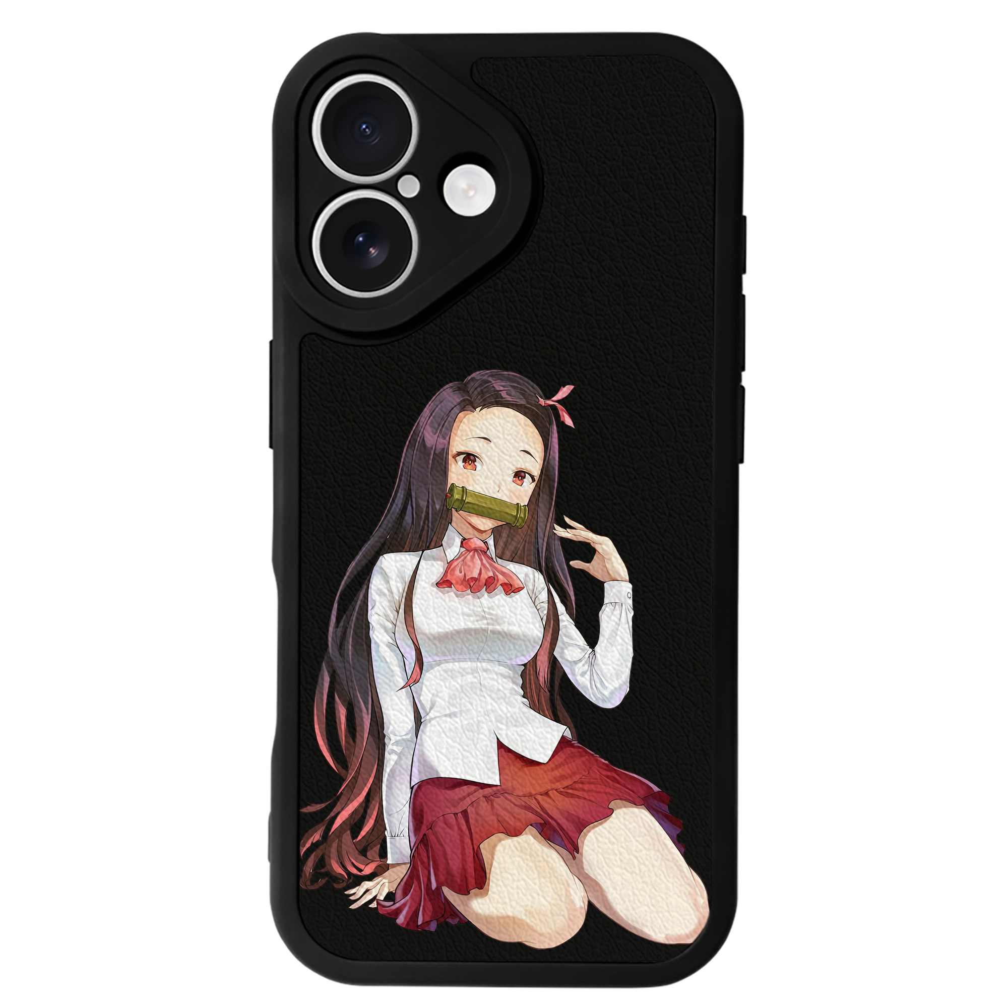 （画像用） 鬼滅の刃（きめつのやいば）竈門 禰󠄀豆子／かまど ねずこ Kamado Nezuko 【iPhone 16シリーズ対応】シリコンスマホケース（レザー調） 材質：シリコン